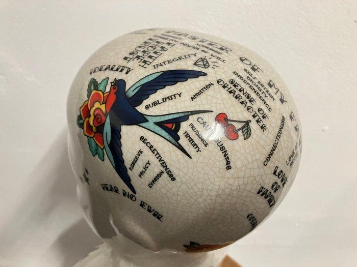Sculpture, Phrenology hoofd tattoo variant. - 28.5 cm -, Antiquités & Art, Curiosités & Brocante