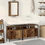 vidaXL Badkamer Wastafel Kast met Ingebouwde Wasbak Oud Hout, Huis en Inrichting, Badkamer | Badkamermeubels, Verzenden, Nieuw