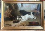 Scuola inglese (XIX) - Cani che giocano in una cucina, Antiek en Kunst