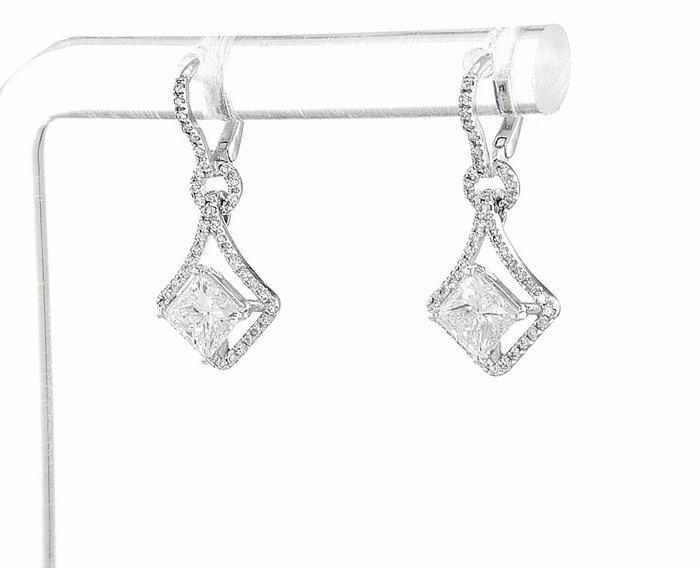 Zonder minimumprijs - Hangoorbellen - 14 karaat Witgoud, Handtassen en Accessoires, Antieke sieraden