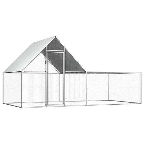 vidaXL Kippenren 4x2x2 m gegalvaniseerd staal, Dieren en Toebehoren, Knaagdieren en Konijnen | Hokken en Kooien, Nieuw, Verzenden