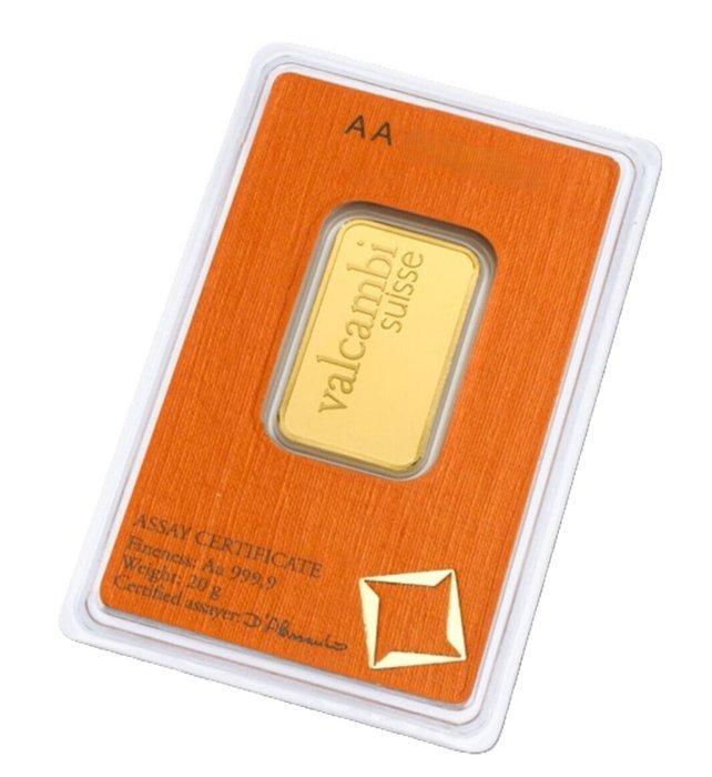 20 gram - Goud .999 - Valcambi - Verzegeld en met, Postzegels en Munten, Edelmetalen en Baren