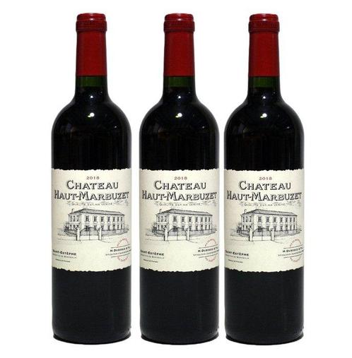2018 Château Haut Marbuzet - Saint-Estèphe - 3 Flessen (0.75, Verzamelen, Wijnen