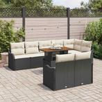 vidaXL Tuinbank Set met opslag 9 pcs Zwart Poly rattan, Verzenden