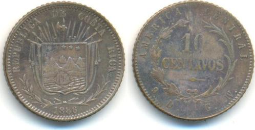 10 Centavos 1886 Costa Rica Republik:, Timbres & Monnaies, Monnaies | Amérique, Envoi