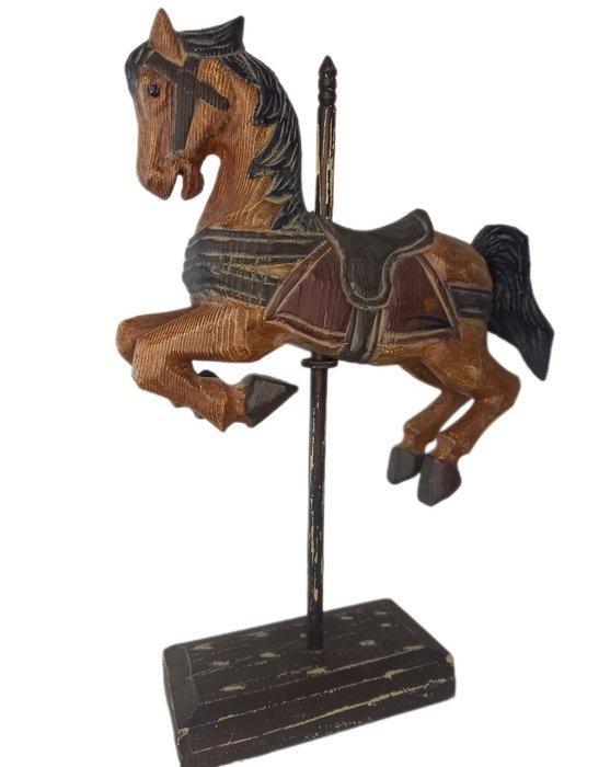 Beeldje - Houten carrouselpaard op voet - Hout, Antiek en Kunst, Kunst | Designobjecten