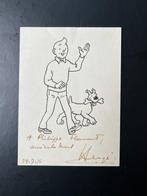 Tintin - Carte de voeux + dédicace manuscrite de Hergé -, Livres, BD