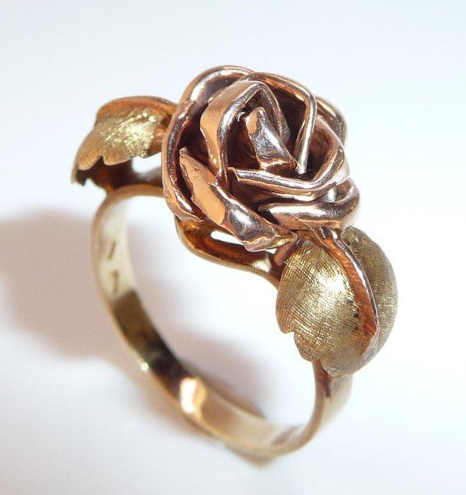 Ring - 14 karaat Geel goud, Roségoud - met de hand gemaakt, Bijoux, Sacs & Beauté, Bagues
