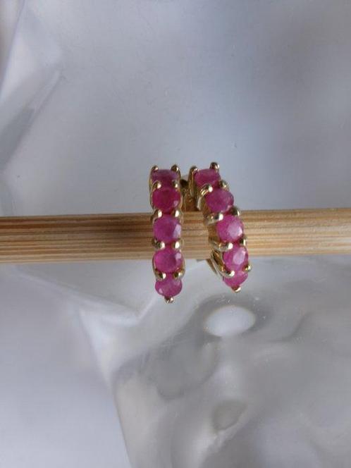 Verguld, Zilver, Robijn - Oorbellen - Art Deco-stijl, Antiek en Kunst, Kunst | Designobjecten