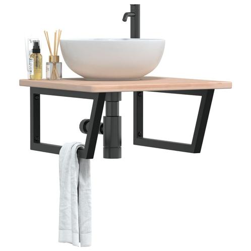 vidaXL Badkamer wandschap staal en massief eikenhout, Huis en Inrichting, Tafels | Kaptafels, Nieuw, Verzenden