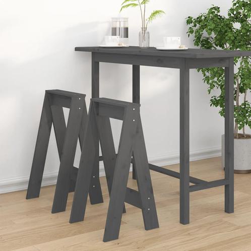 vidaXL Tabourets 2 pcs Gris 40x40x75 cm Bois massif de, Huis en Inrichting, Stoelen, Verzenden