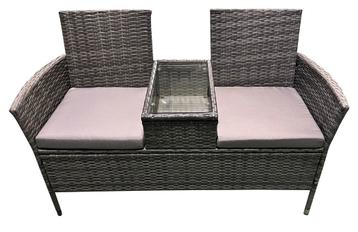Tuinbank 2 persoons met glazen tablet wicker, Ophalen of Verzenden, Loungeset