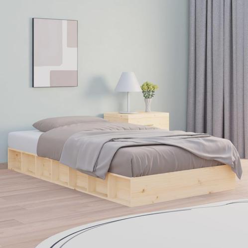 vidaXL Cadre de lit 75x190 cm Petit simple Bois massif, Maison & Meubles, Chambre à coucher | Lits, Neuf, Envoi