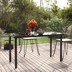 vidaXL Tuintafel 200x100x74cm staal en gehard glas zwart, Tuin en Terras, Tuintafels, Verzenden, Nieuw