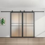 Dubbele stalen schuifdeur 6 Vlaks Mat glas Luxe design *, Doe-het-zelf en Bouw, 75 tot 150 cm, Nieuw, 150 tot 225 cm, Metaal