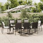 vidaXL 9-delige Tuinset poly rattan zwart, Verzenden, Nieuw, Tuinset