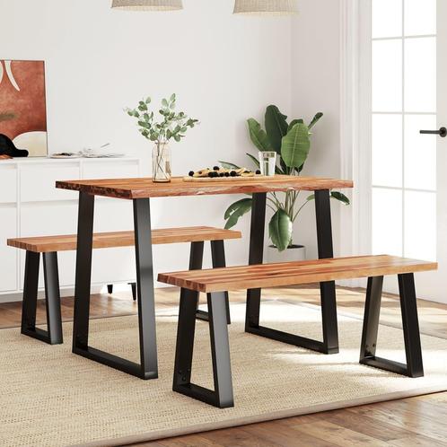 vidaXL 3-delige Eethoek met natuurlijke rand massief, Huis en Inrichting, Complete eetkamers, Nieuw, Verzenden