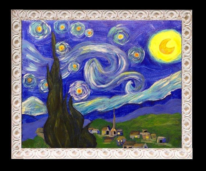 Éuropean School (XX) - Starry Night (After Vincent Van Gogh), Antiek en Kunst, Kunst | Schilderijen | Klassiek