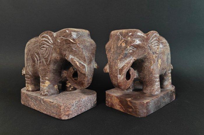 Boekensteunen (2) - Handgesneden zware steen - Marmer -, Antiek en Kunst, Curiosa en Brocante