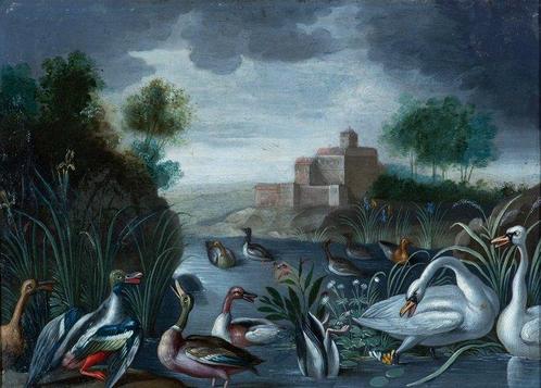 Jan van Kessel I (1626–1679), Workshop of - Zwanen en Eenden, Antiek en Kunst, Kunst | Schilderijen | Klassiek
