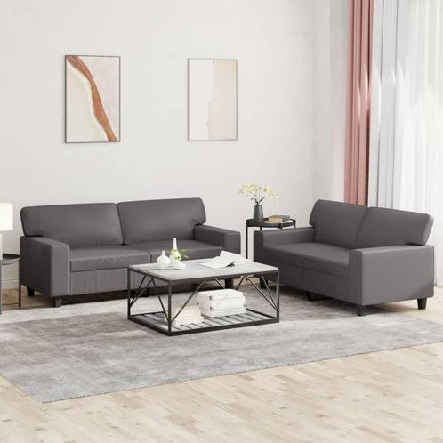 vidaXL 2-delige Loungeset kunstleer grijs, Huis en Inrichting, Zetels | Zetels, Nieuw, Verzenden