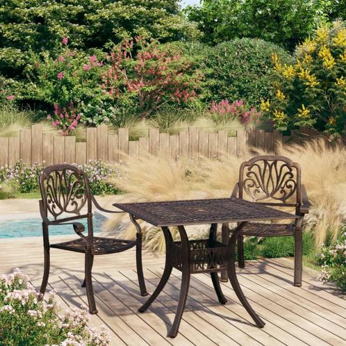 vidaXL Ensemble de bistro 3 pcs Aluminium coulé Bronze, Jardin & Terrasse, Ensembles de jardin, Neuf, Envoi