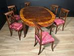 Table (7) - Bois, Bronze, Fer, Laiton - Table avec 6 chaises, Antiquités & Art