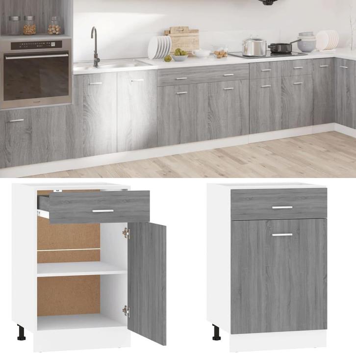 vidaXL Onderkast met lade Lyon 50x46x81,5 cm bewerkt hout, Huis en Inrichting, Kasten | Overige, Nieuw, Verzenden