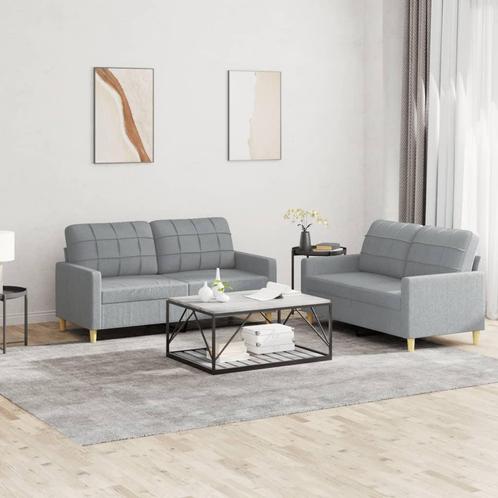 vidaXL 2-delige Loungeset met kussens stof lichtgrijs, Huis en Inrichting, Zetels | Zetels, Nieuw, Verzenden