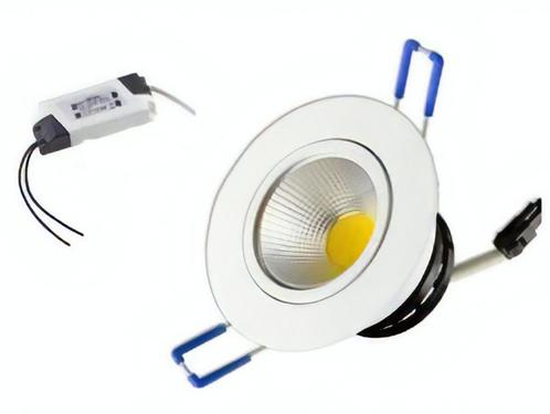 LED Inbouwspot - Warm wit 2700K- 7W - Aluminium Kantelbaar, Huis en Inrichting, Lampen | Spots, Verzenden