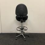Balie / hoge werkstoel met voetenring, zwart - chroom, Ergonomisch, Gebruikt, Bureaustoel, Zwart