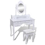 vidaXL Coiffeuse avec miroir et tabouret 7 tiroirs Blanc, Verzenden, Neuf