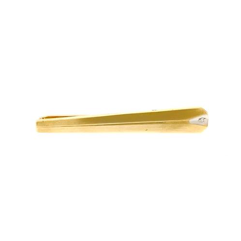 Gouden dasschuif met diamant | 0,005 ct. (vintage), Bijoux, Sacs & Beauté, Broches, Enlèvement ou Envoi