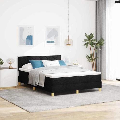 vidaXL Boxspring bed met matras met hoofdeinde Zwart 140 x, Huis en Inrichting, Slaapkamer | Bedden, Nieuw, Verzenden