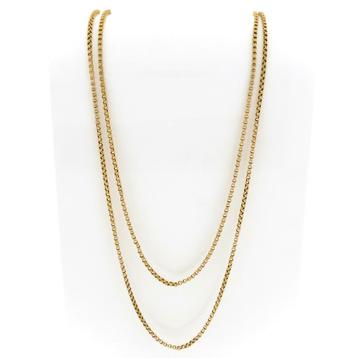 Antieke jasseron schakel ketting/sautoir | 146 cm (goud) beschikbaar voor biedingen