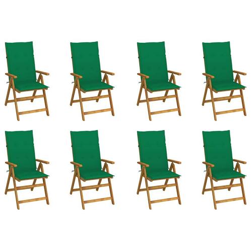 vidaXL Tuinstoelen 8 st inklapbaar met kussens massief, Tuin en Terras, Tuinstoelen, Nieuw, Verzenden