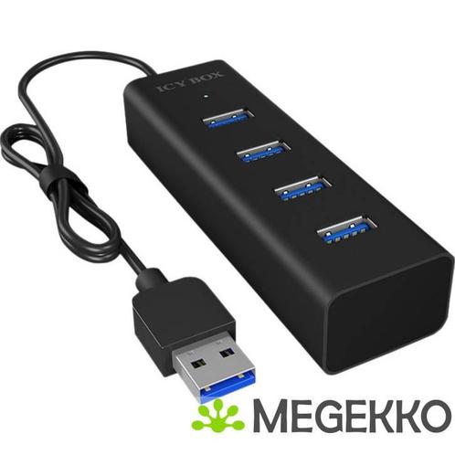 ICY BOX 4 Poorten Hub USB 3.0 Zwart - [IB-HUB1409-U3], Computers en Software, USB Sticks, Nieuw, Verzenden