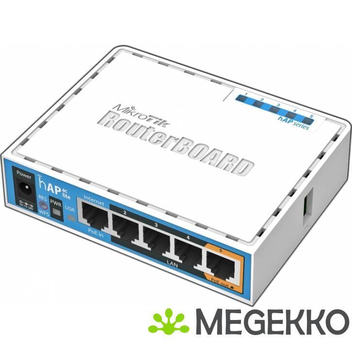 Mikrotik HAP ac lite 500Mbit/s Power over Ethernet (PoE) Wit, Computers en Software, Overige Computers en Software, Nieuw, Verzenden