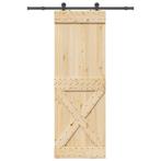 vidaXL Schuifdeur met beslag 80x210 cm massief grenenhout, Doe-het-zelf en Bouw, Verzenden, Nieuw