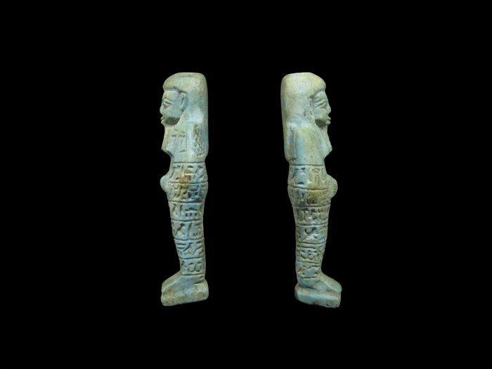 Oud-Egyptisch Faience Shabti voor Pa-ef-Iwoe, Verzamelen, Mineralen en Fossielen