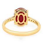 Bague - 14 carats Or jaune - 2.94ct. tw. Rubis - Diamant, Handtassen en Accessoires, Ringen, Nieuw