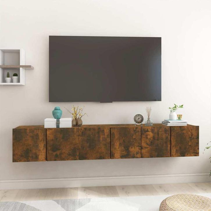 vidaXL Tv-hangmeubelen 3 st 60x30x30 cm gerookt eikenkleurig, Huis en Inrichting, Kasten |Televisiemeubels, Nieuw, Verzenden