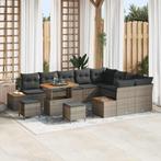 vidaXL Tuinbank Set met kussen met opslag 12 pcs Grijs Poly, Tuin en Terras, Tuinsets en Loungesets, Verzenden, Nieuw