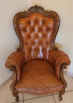 Fauteuil - leer en hout - Vintage fauteuil