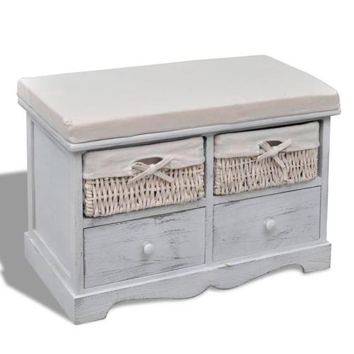 vidaXL Opbergbank 62x33x42 cm paulowniahout wit, Huis en Inrichting, Overige Huis en Inrichting, Nieuw, Verzenden