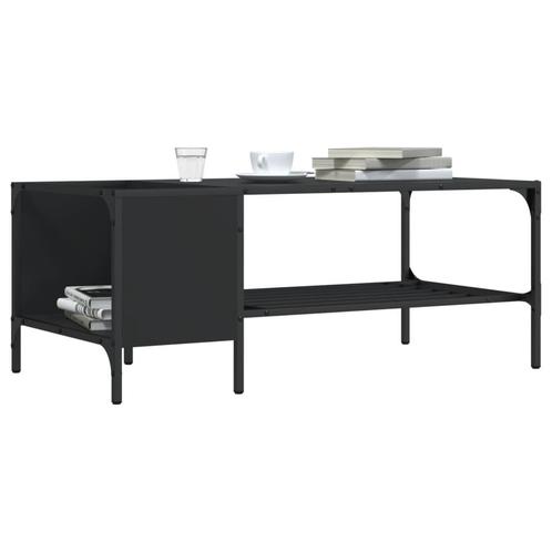 vidaXL Salontafel met rek 100x51x40 cm bewerkt hout zwart, Huis en Inrichting, Tafels | Salontafels, Nieuw, Verzenden