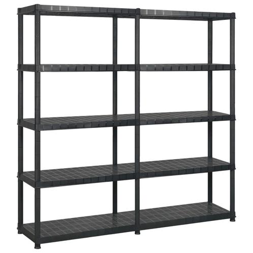 vidaXL Opbergrek 5-laags 170x40x185 cm kunststof zwart, Huis en Inrichting, Kasten | Stellingkasten, Nieuw, Verzenden