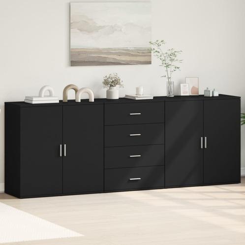 vidaXL Dressoirs 3 st bewerkt hout zwart, Huis en Inrichting, Kasten | Dressoirs, Nieuw, Verzenden