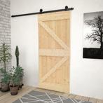 vidaXL Schuifdeur met beslag 90x210 cm massief grenenhout, Doe-het-zelf en Bouw, Verzenden, Nieuw