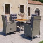 vidaXL 5-delige Tuinset poly rattan en acaciahout grijs, Verzenden, Nieuw, Tuinset